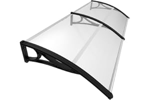 VOUNOT Markiza do drzwi wejściowych z poliwęglanu Markiza Dachowa Wytrzymała osłona dachowa ochrona przed deszczem i promieniowaniem UV przezroczysta 200 x 80 cm czarna