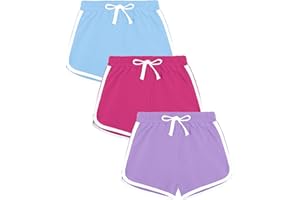 Auranso Enfants Filles Pantalon Court Short de Sport Pantalon de Cycliste en Coton Pantalon d'été Gym Court Lot de 3
