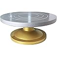 Kitchenwell Heavy Cake Decorating and Icing Turntable/Serving Stand - 360° Smooth Rotating Cake Stand - Silver Top & Golden Bottom - 12 Inch (30 cm) Diameter Fiber Cake Turntable (Silver, Gold)