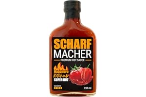 SCHARFMACHER Habanero Ketchup SUPER HOT (200 ml), voller Geschmack, super scharf – mit über 20% gerösteten Habanero Chilies