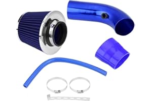 GOTOTOP Filtro de aire deportivo para coche, 76 mm, universal, 3 pulgadas, universal de entrada de aire de fibra de carbono con manguera (azul)