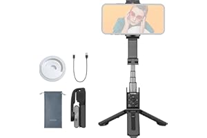 Estabilizador de movil, hohem iSteady Q Seguimiento Facial, Palo Selfie, 4-en-1 Gimbal Movil, Palo para Selfies con Control Remoto Bluetooth, Rotación de 360°, Gimbal para iPhone 15/14/Android (Negro)