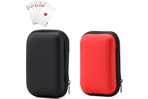 ARROMI 2 Stück Spielkarten Etui, Spielkarten Box,Aufbewahrungsbox für Karten,Spielkarten Aufbewahrungstasche, Mini Reise Kartenetui, Schützt Karten Vor Feuchtigkeit, für Leicht Zu Tragen (Schwarz und Rot)