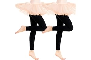 viiotu 2 Pairs 80D Footless Tights Girls, Ultra Soft Velvet Ballet Dance Tights for Girls, Footless Dance Tights Girl Age 2-14