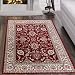 Produktbild Tapiso Dubai Teppich Klassisch Kurzflor Orientalisch Teppiche in Rot mit Traditionell Ornament Floral Muster Bordüre Ideal für Wohnzimmer Ökotex 80 x 150 cm