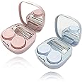 Chenyoyangfen 2 PCS Contact Lens Cases with Mirror, Portable Contact Lens Soaking Case with L and R Caps for Travel Contact Lens Cases Contact Lens Travel kit, Portable Invisible Mirror Box