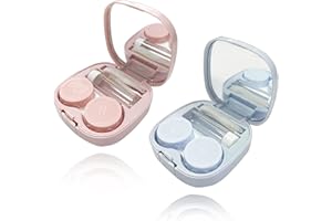 Chenyoyangfen 2 PCS Contact Lens Cases with Mirror, Portable Contact Lens Soaking Case with L and R Caps for Travel Contact Lens Cases Contact Lens Travel kit, Portable Invisible Mirror Box