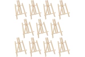 MOUYAT 10 Pack Wooden Tabletop Easel, 30cm Portable Desk Easel Stand for Artists, Beginners, and Professionals, Small Adjustable Painting Stand for Canvas, Drawing, and Display, 19 x 30cm