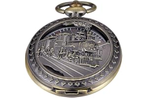 Tiong Bronze Mechanical Pocket Watch Manipulator Winding Pocket Watches Gift, Roman Numerals Mechanical Pocket Watches for Men