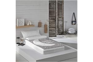 COTTON ARTean Saco nordico SIN Relleno Moon Grey (II) Cama 90 x 190. Saco Unido a la Bajera con Cremallera.