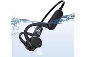 HCMOBI Bone Conduction Swimming Headphones Bluetooth IPX8 Waterproof Underwater Headphones for Swimming Built-in 32G Memory for Swimming, Surfing, Running (Black)