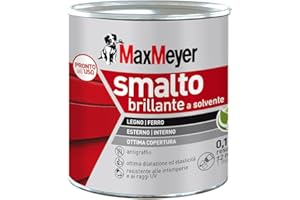 MAXMEYER Smalto a solvente per ferro e legno brillante BIANCO R9010 0,125 L