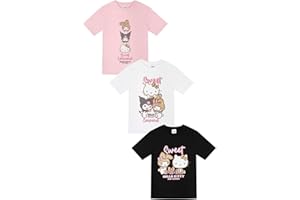 Hello Kitty 3 Pack Girls T-Shirts Multipack Tshirt for Kids