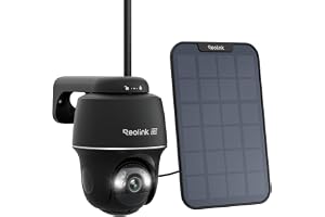 Reolink 4K övervakningskamera utomhus, 360°/140° panorering/lutning WLAN-kamera utomhusbatteri, mörkerseende i färg, 2,4/5GHz WiFi, AI-detektering, Argus PT Ultra (svart) + solpanel