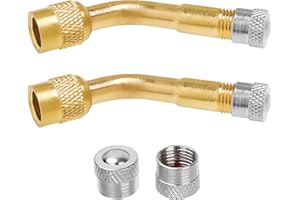 Bolatus Przedłużenie zaworu 135 stopni, 2 sztuki, miedziane adaptery do wentyli samochodowych, przedłużki do wentyli samochodowych, przedłużki kątowe, do motocykli, samochodów, rowerów, skuterów