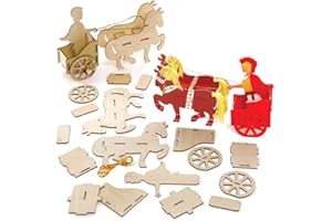 Baker Ross FE450 Kit Carri Romani in Legno - Confezione da 2, Artigianato in Legno per Bambini da Decorare ed Esporre, Attività Educativa per Bambini