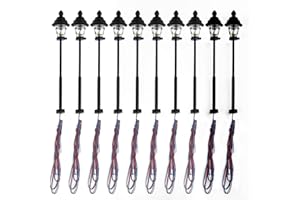 YUETTYY 10 lanterne a LED ferroviarie, lampioni, lampioni, lampioni, lampioni, 45 mm, scala N, modellino treno 1: 160, decorazione bonsai, 3 V, 20 mA, con 10 resistori