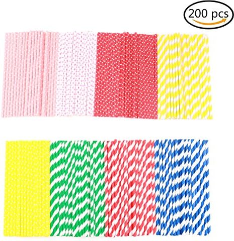 200Pcs Multi-Color Drinking Straws Paper Disposable Straws Decorations for Party Birthday Wedding Baby Shower Rainbow and Candy Series for Everyday, Party, Wedding, Celebration