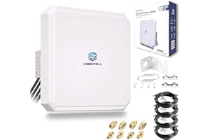 Maswell 4G LTE 5G Antenna, 10dBi High Gain 4X4 MIMO External Antenna, 600-8000MHz for 4G LTE 5G NR UWB Routers & Gateways​​ for Vodafone O2 Three EE, WiFi 7 Ready, SMA-Male/TS9/RP-SMA (Full Kit)