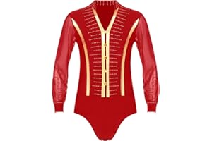 iixpin Herren Tanz Hemd Overalls Latein Tango Rumba Body Oberteil mit Strass V-Ausschnitt Shirt Bodysuit mit Druckknopf Gr. M-XXL