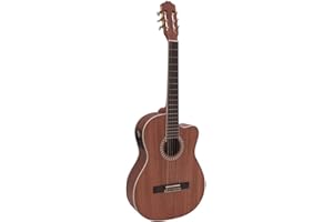 INNA-GLAS Konzertgitarre William aus Mahagoni mit Tonabnehmer, Dunkelbraun - Klassikgitarre mit Equalizer und Stimmgerät