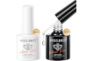 Modelones Base et Top Coat Vernis Semi Permanent Sans HEMA 2 x 10ml Top et Base Coat Semi Permanent Soak Off UV LED Vernis à Ongles Gel Nail Polish Set Kits de Manucure