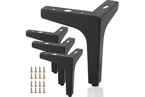 Goujfol 4 Pcs Gambe per Mobili, Piedini per Mobili,Gambe per Letto Piedi Letto Piedini per Divano Carica fino an 800 KG, Moderni Piedini Triangolari in Metallo per armadietti, divani (Nero-13 cm)