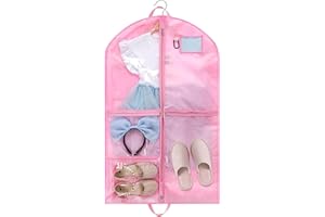 DISNACE Bolsa de Ropa de Baile,Plegable Bolsas Guardar Ropa,Fundas Ropa Cubierta para Colgar Ropa Corta para Niña Bailarines,Actuaciones,Competiciones (Rosa)