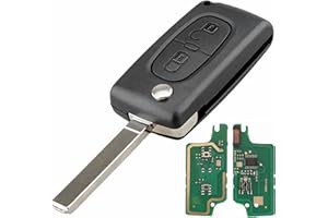 LMD Clé Télécommande électronique Vierge à Programmer 2 Boutons Compatible avec Peugeot 107/207/307/308 SW/407/807/3008/5008/Partner CE0536 avec L'emplacement de Pile Lame Vierge Non rainurée VA2