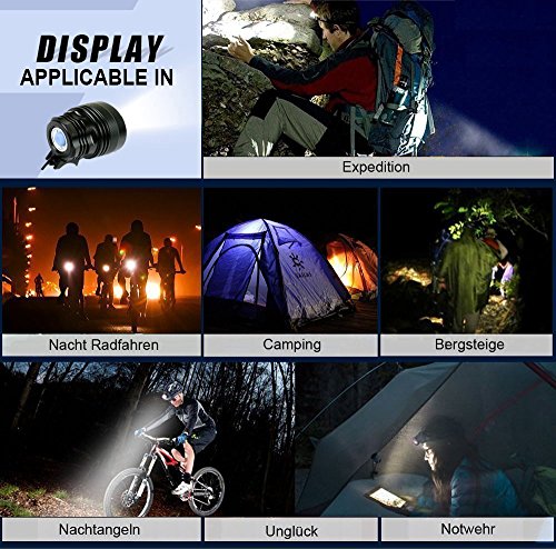 [Updated Version] Sunmoch 9000 Lumen T6 CREE Fahrradlampe Set 3 Modi mit 8800 mha Lithiumbatterie 7X CREE T6 Stirnlampe für Klettern, Radahren und Nachtsport draussen,Schwarz - 8