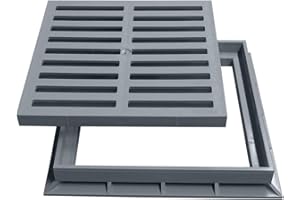 Marley Deutschland Einlaufrost Rost mit Rahmen 30x30cm begehbar für Einlaufschacht Hofablauf Gully PVC, Grau