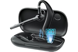 MANKIW Bluetooth Headset V5.3 mit Dual-Mikrofon und ENC, 12 Std. Sprechzeit, In-Ear Freisprechgerät mit Ladecase für Auto, Büro, Android, iPhone, Laptop