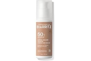 LABORATOIRE DE BIARRITZ Laboratoires de Biarritz - Crème Solaire Visage Teintée Beige - SPF50 - Certifiée Bio - Unifie le Teint et Prévient l'Apparition de Taches - 50 ml - Fabriquée en France