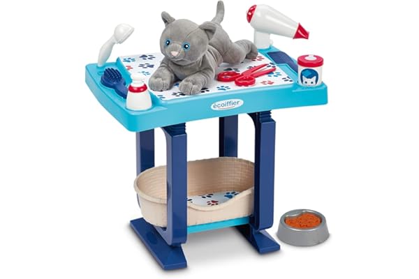 Jouets Ecoiffier - 1904 - Table de toilettage Chat - Médical - Jeu d'imitation - Dès 18 Mois - Fabriqué en France