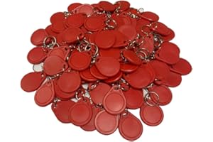 HFeng (paquete de 100) 13.56MHz control de acceso RFID Keyfobs Proximity MF 1k llaveros Smart IC Keycard para Door Home System etiqueta token nfc (rojo)