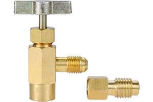 SURIEEN R134A Can Tap Valve Refrigerant Dispenser Tool with Tank Adapter, Brass Valve Bottle Opener for 1/4 and 1/2 inch AC Air Conditioner Manifold Freon Charging Hose