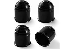 VooGenzek 4 PCS Tow Ball Cover Universal, 50mm Tow Bar Ball Cover Cap, Plastic Trailer Hitch Ball Cover, Towing Hitch Protective Caps, Towing Hitch Caravan Trailer Cap, Black