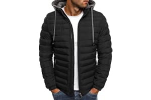 WSKMHK Blouson Homme Doudoune Homme, Doudoune Manches Longues Zippée Charge Veste Légère Et Chaude Couleur Unie Coupe-Vent Avec Poches Hiver Rouge Vert Noir 2023 M-3Xl