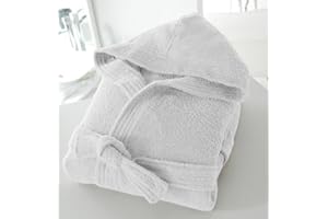 F4D Dressing Gown 100% Cotton 500 Gsm Terry Towelling Robe, Hooded Bath Robes for Men soft Luxury Dressing Gowns for Women UK_Silver_Small/Medium Mens Hoodies & Ladies Dressing Gowns