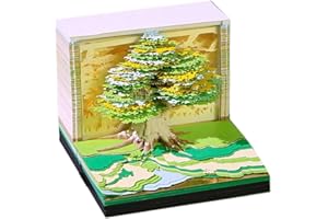 HOEPAVY Time Piece Calendar 2025,3d Calendar 2025,Paper Sculpture Tree House 3d Calendar,Three-Dimensional Silhouette Calendar,Paper Sculpture Desktop Decorations,Office Desktop Note Records