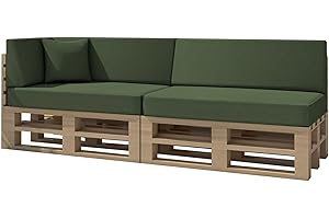 ‎CHILLY PILLEY chilly pilley Palettenkissen Gartenkissen Wasserdicht Palettenauflage Palettenpolster Indoor Outdoor Waschbar Abnehmbar Sitzkissen Rückenkissen (6er Set, Dunkelgrün)
