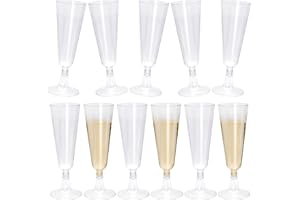 BLLREMIPSUR 20Pcs Plastic Champagne Flutes Clear Champagne Glasses Flutes Reusable Stemmed Champagne Glasses Party Wine Cups for Party Wedding Garden Barbecue