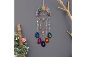JINGXINXIN Traumfänger Craft Ornament mit Kristall Achat Farbe Natürlicher Edelstein Achat Wandhänge Zimmer Garten Xmas Hochzeit Dekor (Stone of Qianyu)