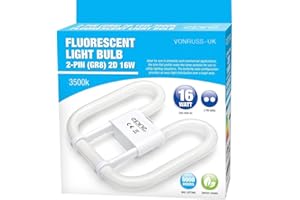 VONRUSS-UK New Fluorescent Light Bulb 2 PIN / 4 PIN Energy Saving 16W Slim LAMP Tube 2D GR8 / GR10Q (2 PIN 16 WATT)