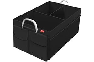 MORROLS Organisateur De Coffre De Voiture, Imperméable Pliable Organisateur Poches Filet, Compartiments Ajustables (Noir)