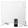 DONYER POWER 1000W Small Convector Heater, Ultra-thin Wall-mounted or Freestanding, Remote Controlled, 24H Timer Ultra-white Glass Panel