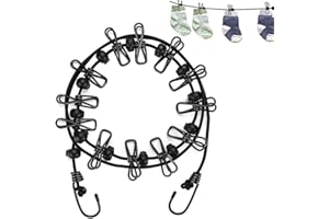 lohey Travel Washing Line, Portable Clothes Lines for Outside, Retractable Washing Line Rope with 12 Clips for Travel Camping Accessories