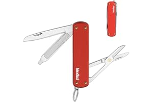 Nextool Coltello Tascabile Multiuso,Coltello Pieghevole In Acciaio Inossidabile,Coltello Tascabile Con Forbici,Mini Coltello Tascabile,Portachiavi (Rosso)