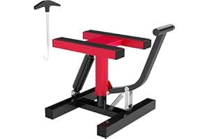 HOMCOM Sollevatore Moto in Acciaio Max 150kg, Cavalletto Alzamoto con Altezza Regolabile 29.5-41 cm e Piattaforma in Gomma Antiscivolo, 33x29x40.5cm, Rosso