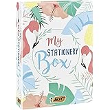 BIC My Stationery Box, Kit Scrittura, 6 Penne a Sfera, 10 Fineliner Colorati, 4 Evidenziatori Pastello, 5 Pennarelli Indelebi